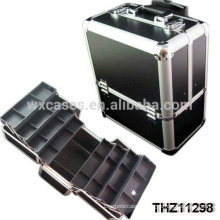 professional aluminum cosmetic rolling case with 8 trays inside from Foshan